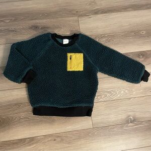 Hanna Andersson Faux Shearling Juniper Green Kid Size 5 Crewneck Sweatshirt